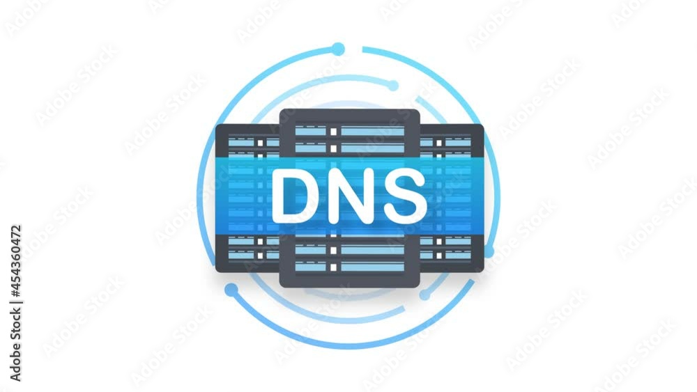 DNS Domain Name System Server. Global communication network. Motion graphics DNS Domain Name System Server. Global communication network. Motion graphics