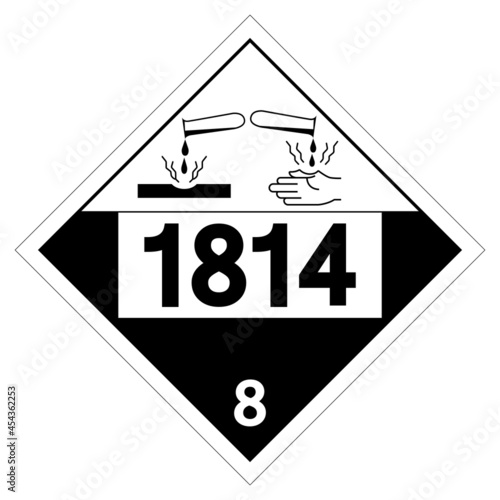 UN1814 Class 8 Potassium Hydroxide Symbol Sign, Vector Illustration, Isolate On White Background Label. EPS10