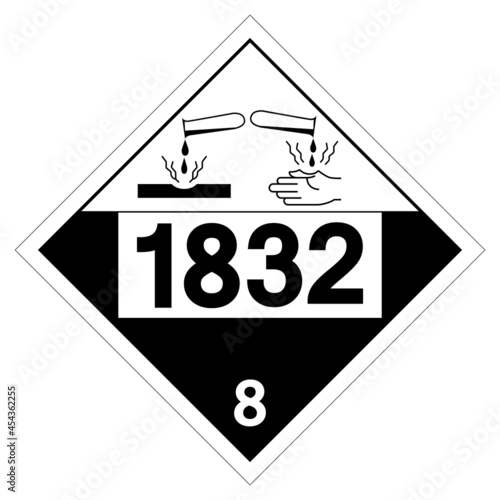 UN1832 Class 8 Sulfuric Acid Spent Symbol Sign, Vector Illustration, Isolate On White Background Label. EPS10
