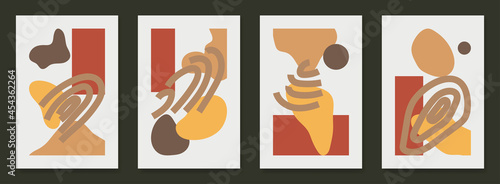 Set of Abstract wall modern posters. Organic art vector illustration