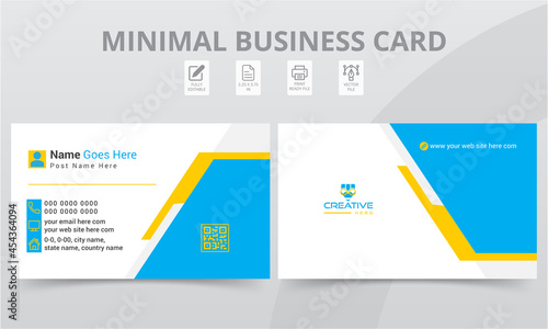 Luxury style business card ready to print stationery design. Clean modern elegant personal visiting cards print templates with company logo & photo.