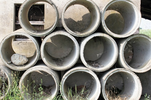 evocative texture image of concrete cylinders for drains