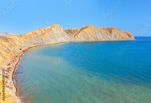 Mull Khameleon in Crimea   Black Sea Coast . Coastal ridge and bay of water   