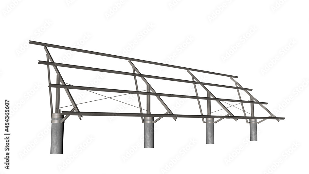 The support of PV module array on a white background,3D Rendering. The support of PV module array on a white background,3D Rendering.