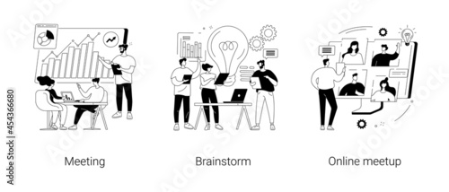 Team communication abstract concept vector illustrations.