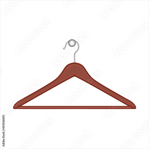 Wooden clothes hanger on a white background. Realistic raster illustration