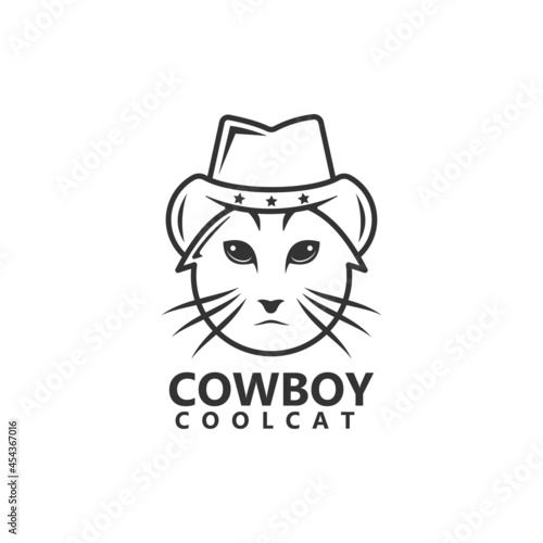 Cowboy cat logo template design vector icon illustration