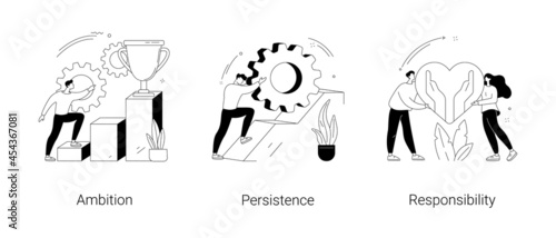 Goal achievement abstract concept vector illustrations.