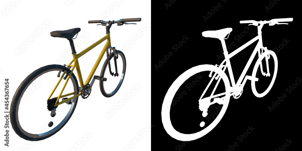 Fototapeta premium Bike 1 - Perspective B view white background alpha png 3D Rendering Ilustracion 3D