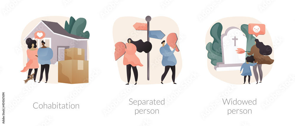 Living together abstract concept vector illustrations. Living together abstract concept vector illustrations.