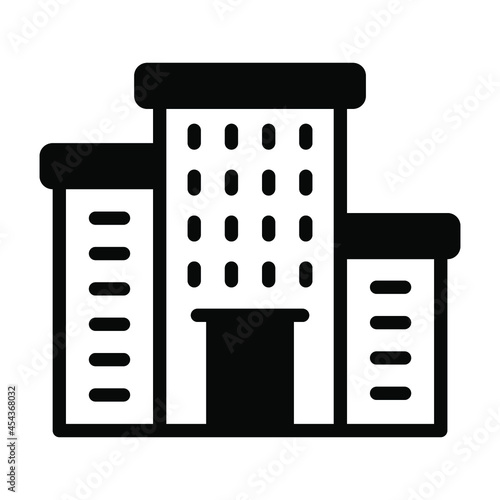 business building filled outline icon, business and finance icon.