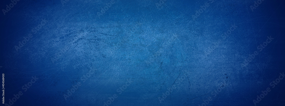 Panoramic Dark Blue Grunge Cement Wall Abstract Background Texture