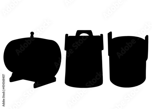 Large food barrels included. Vector image.
