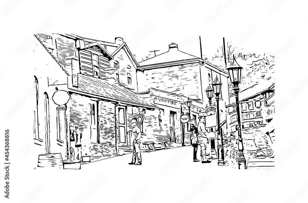 Building view with landmark of Helena is the
city in Montana. Hand drawn sketch illustration in vector. Building view with landmark of Helena is the
city in Montana. Hand drawn sketch illustration in vector.