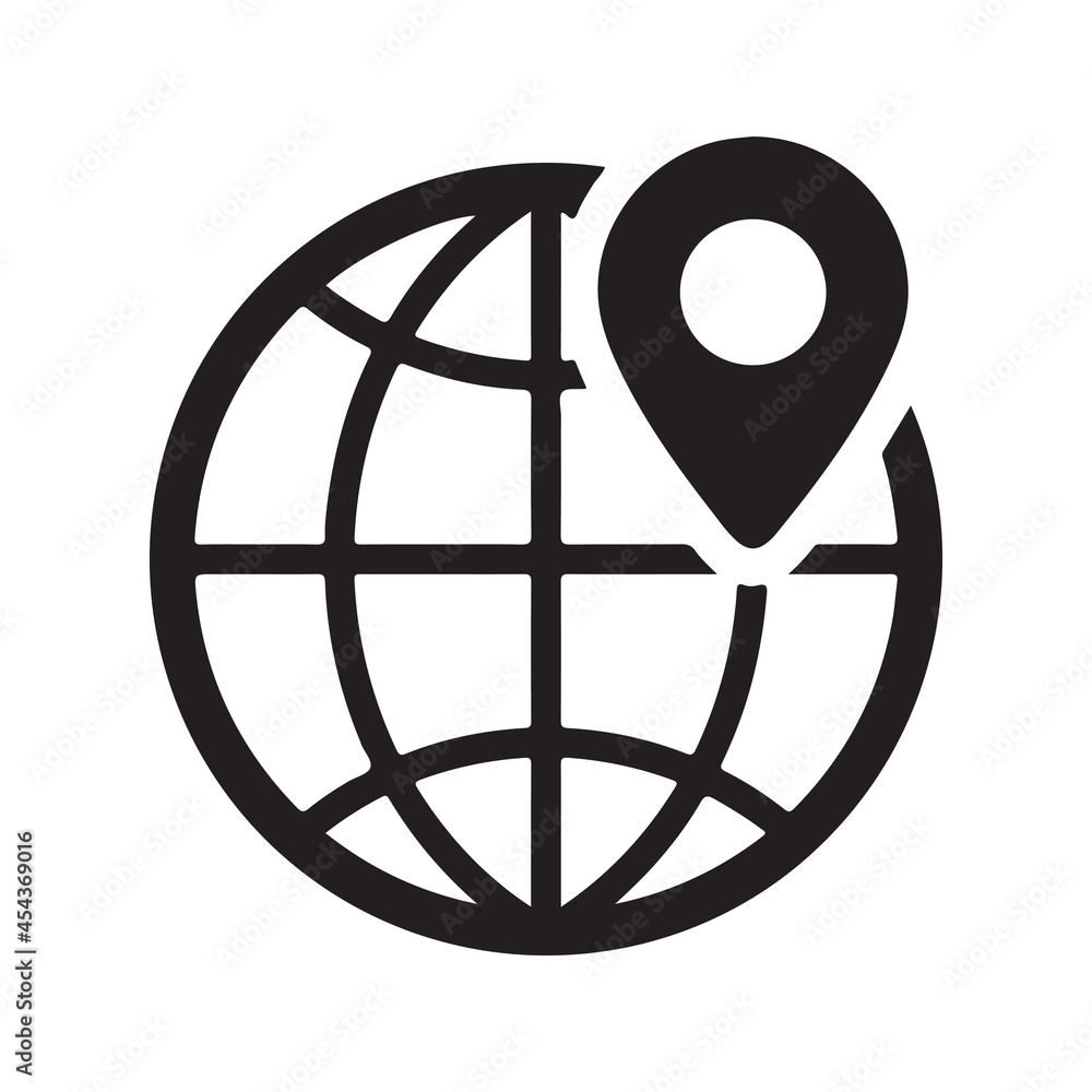 Global location icon. Vector and glyph Global location icon. Vector and glyph