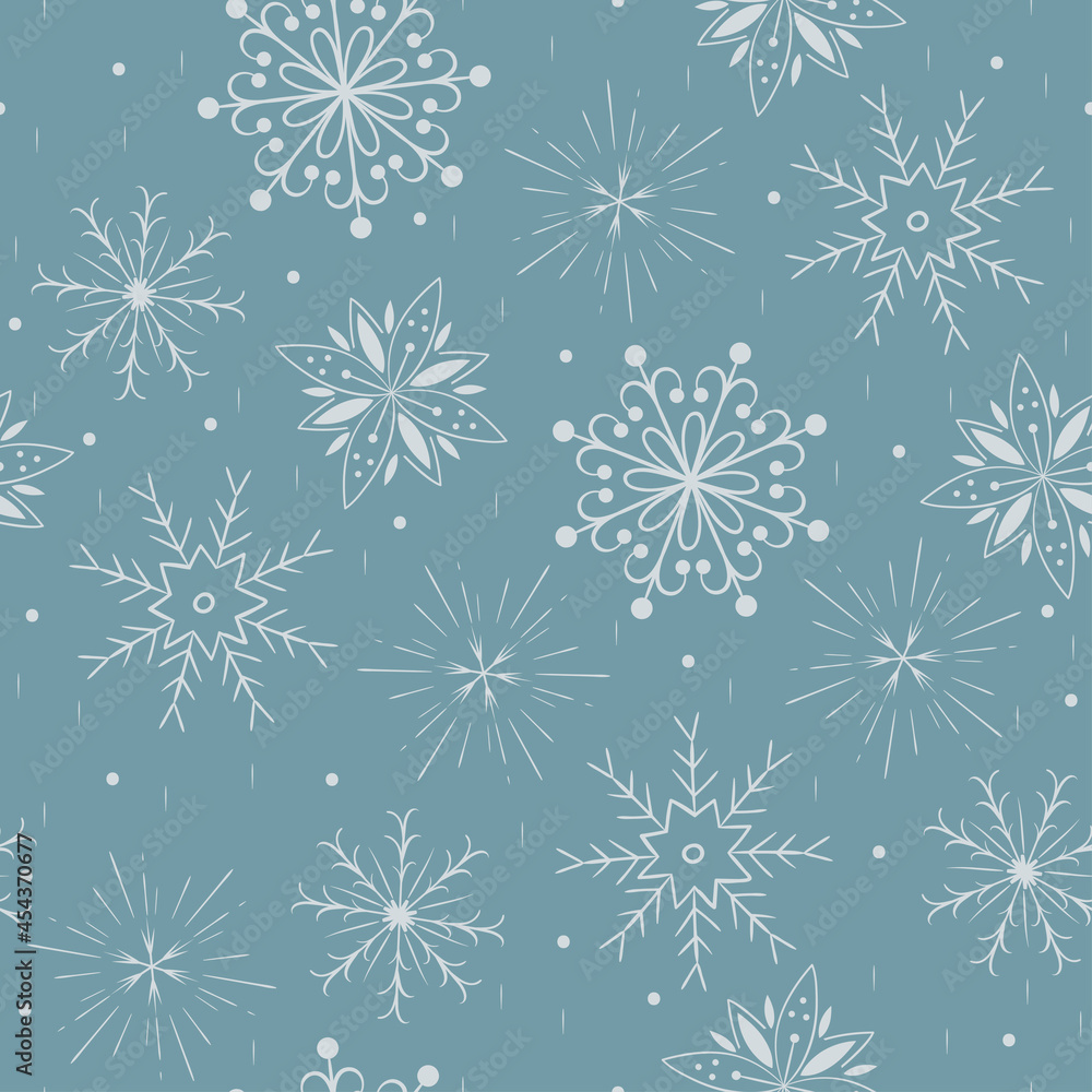 Winter seamless pattern with snowflakes. Vector graphics. Winter seamless pattern with snowflakes. Vector graphics.