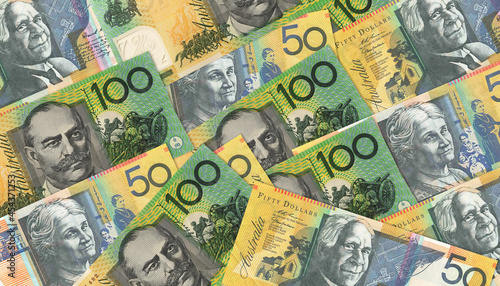 50 and 100 Australian dollars bills background photo