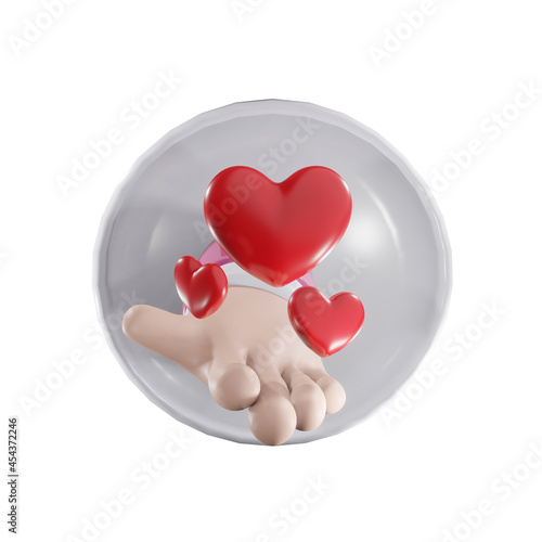 hearts in hand icon 3d illustration for valentine day