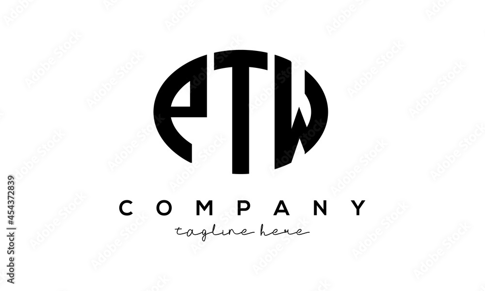 PTW three Letters creative circle logo design