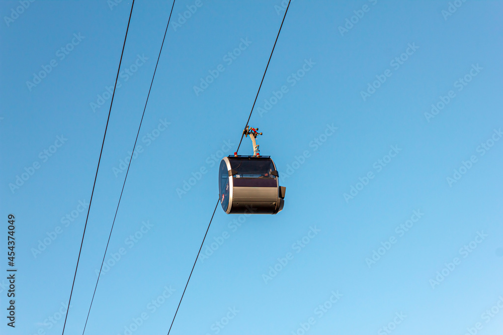 Cable car cabin on wires