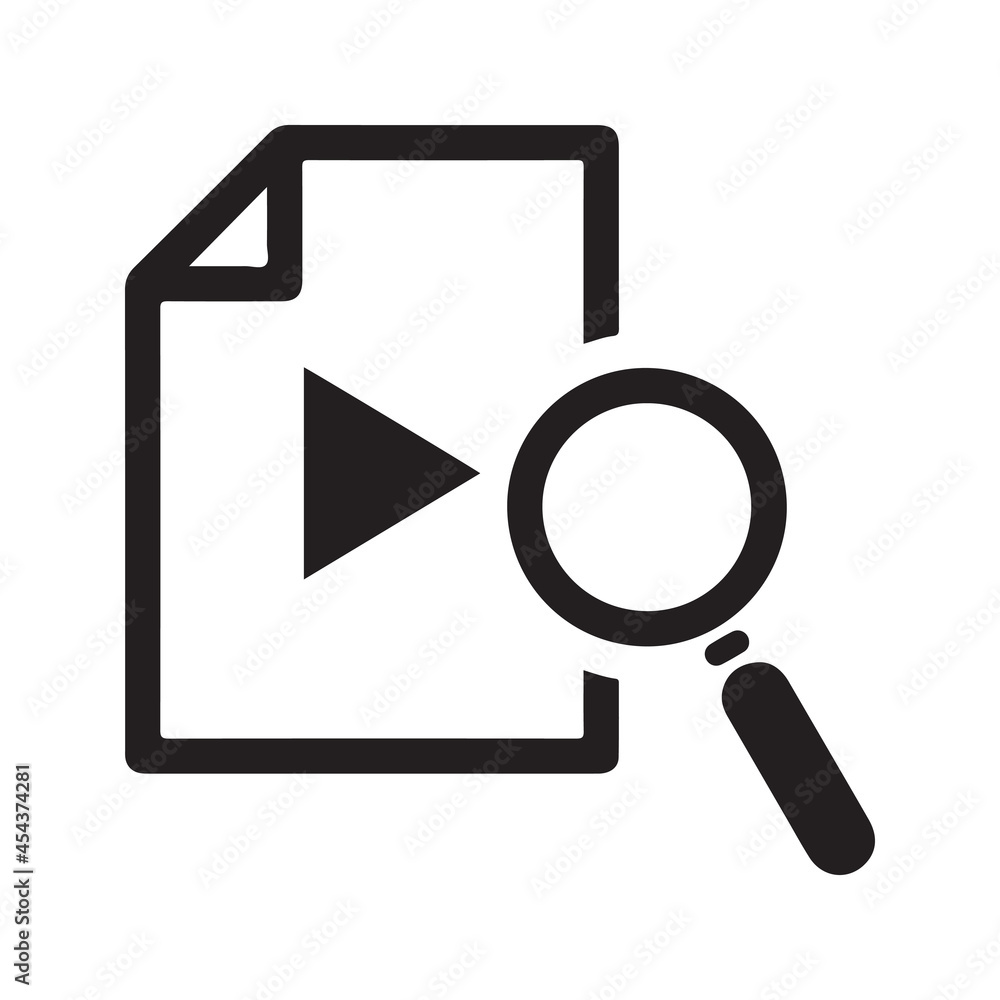 Search video file icon. Vector and glyph Search video file icon. Vector and glyph
