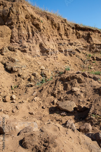 scattering of sand and stones in a village quarry