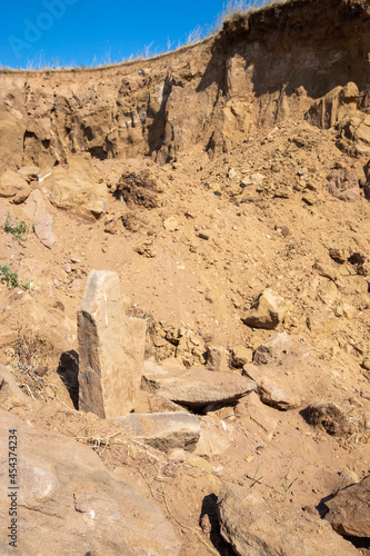scattering of sand and stones in a village quarry