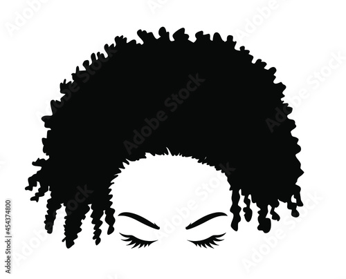 Abstract african girl clipart. Detailes silhouette of a woman with curly hair.