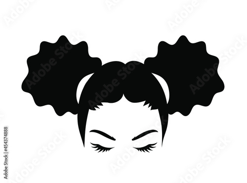 Abstract african girl clipart. Detailes silhouette of a woman with curly hair.