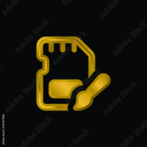 Art gold plated metalic icon or logo vector