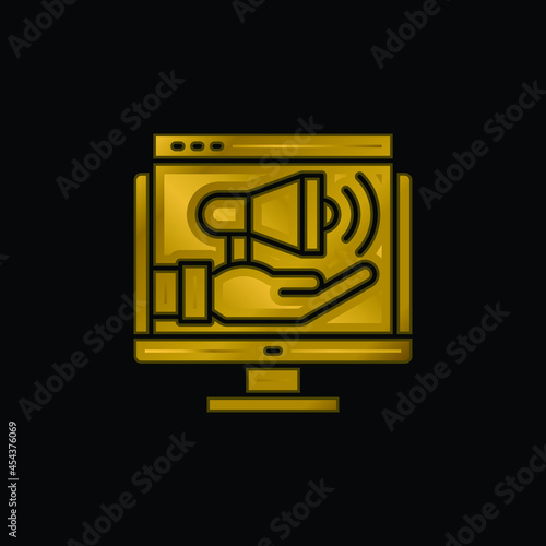 Advertising gold plated metalic icon or logo vector