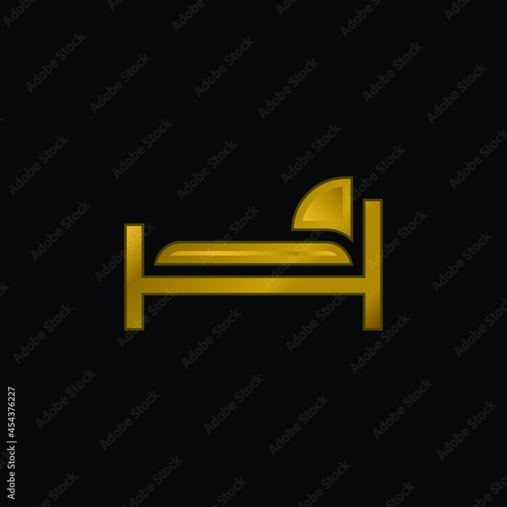 Bed gold plated metalic icon or logo vector Bed gold plated metalic icon or logo vector