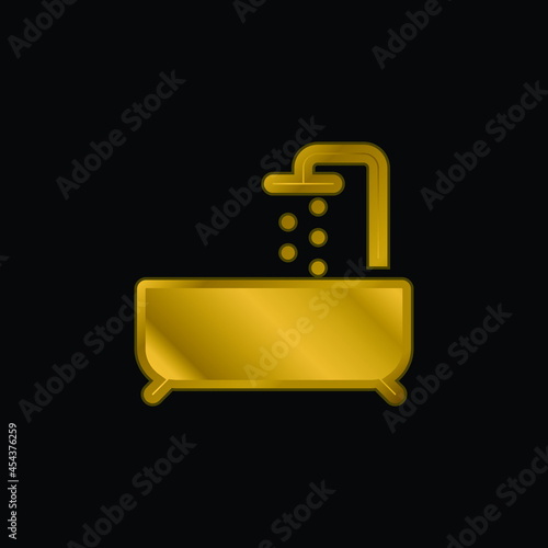 Bathtube gold plated metalic icon or logo vector