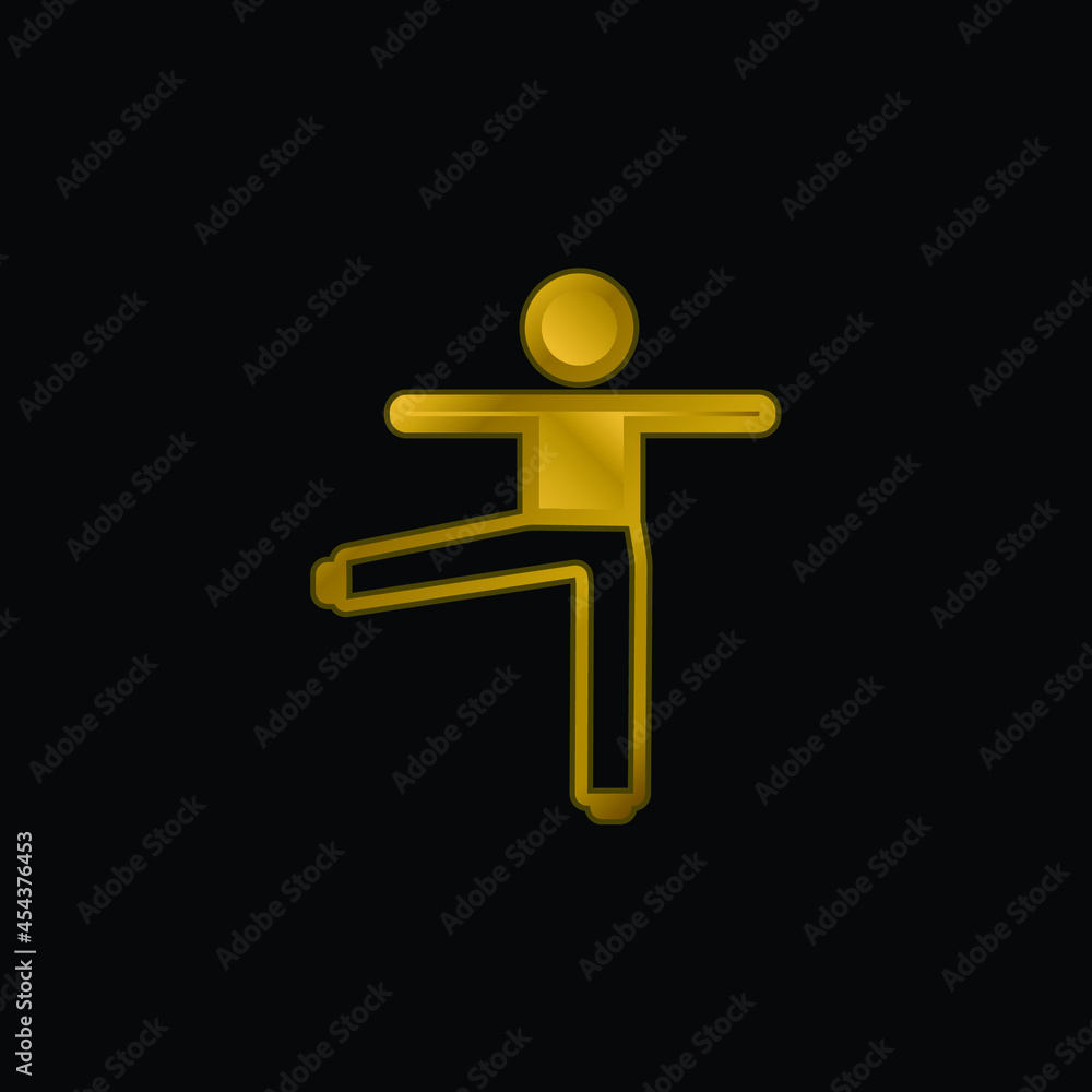 Arms And Leg Stretching gold plated metalic icon or logo vector Arms And Leg Stretching gold plated metalic icon or logo vector