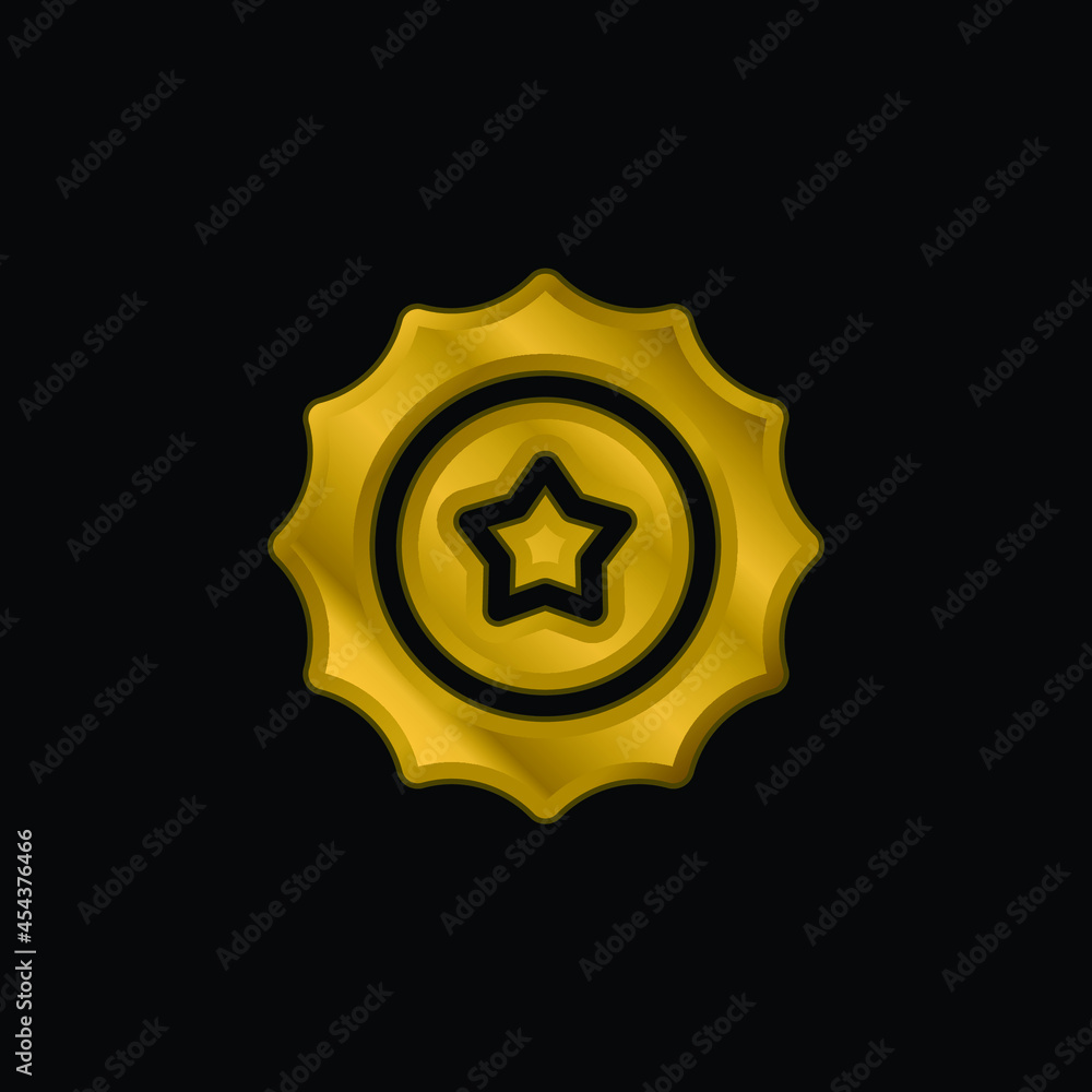 Beer Cap gold plated metalic icon or logo vector