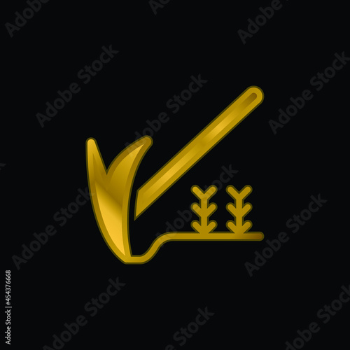 Agriculture gold plated metalic icon or logo vector