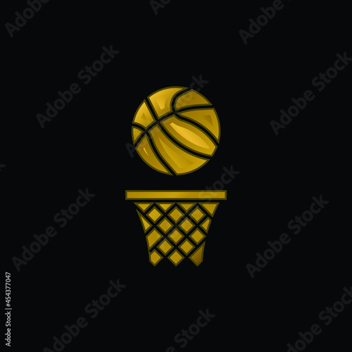 Basketball gold plated metalic icon or logo vector
