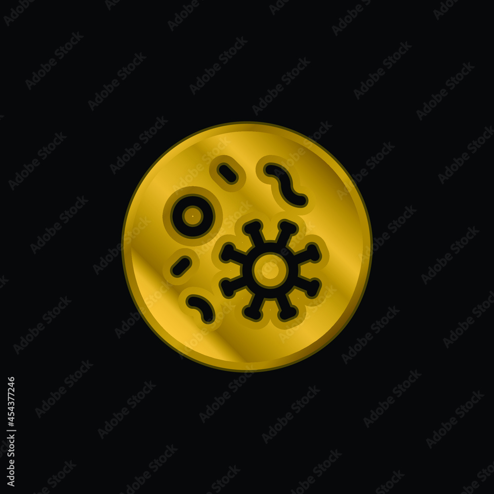 Bacteria gold plated metalic icon or logo vector Bacteria gold plated metalic icon or logo vector