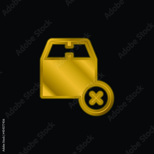 Box gold plated metalic icon or logo vector