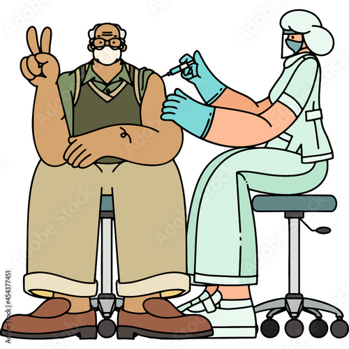 Grandfather getting vaccinated