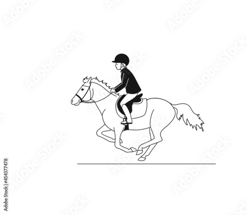 Children's equestrian sports on a pony, vector art