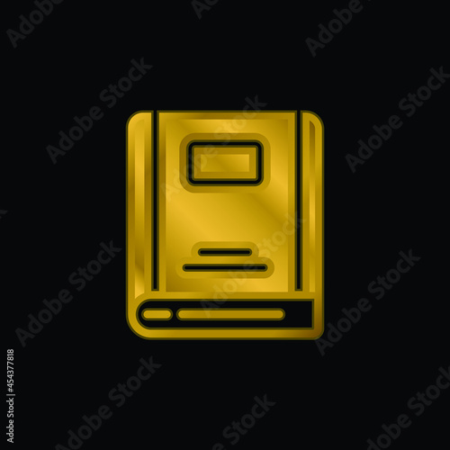 Book gold plated metalic icon or logo vector