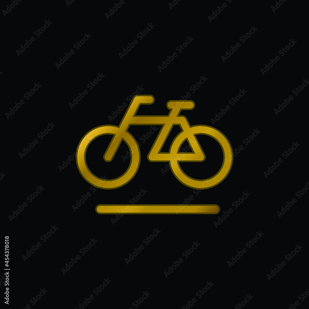 Bicycle gold plated metalic icon or logo vector Bicycle gold plated metalic icon or logo vector