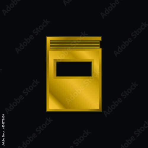 Book Of Black Cover gold plated metalic icon or logo vector