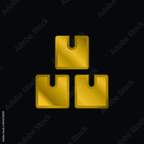 Boxes gold plated metalic icon or logo vector