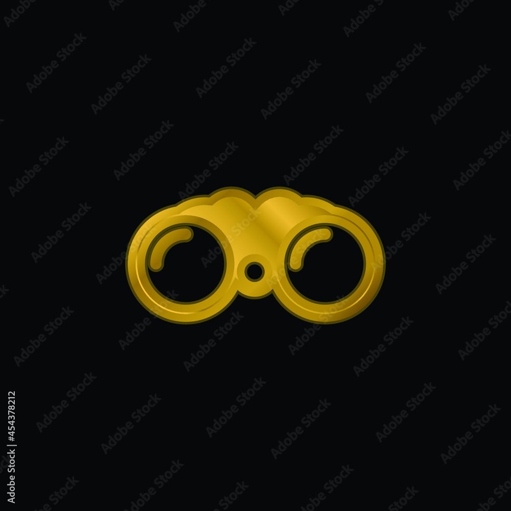 Big Binocoulars gold plated metalic icon or logo vector Big Binocoulars gold plated metalic icon or logo vector