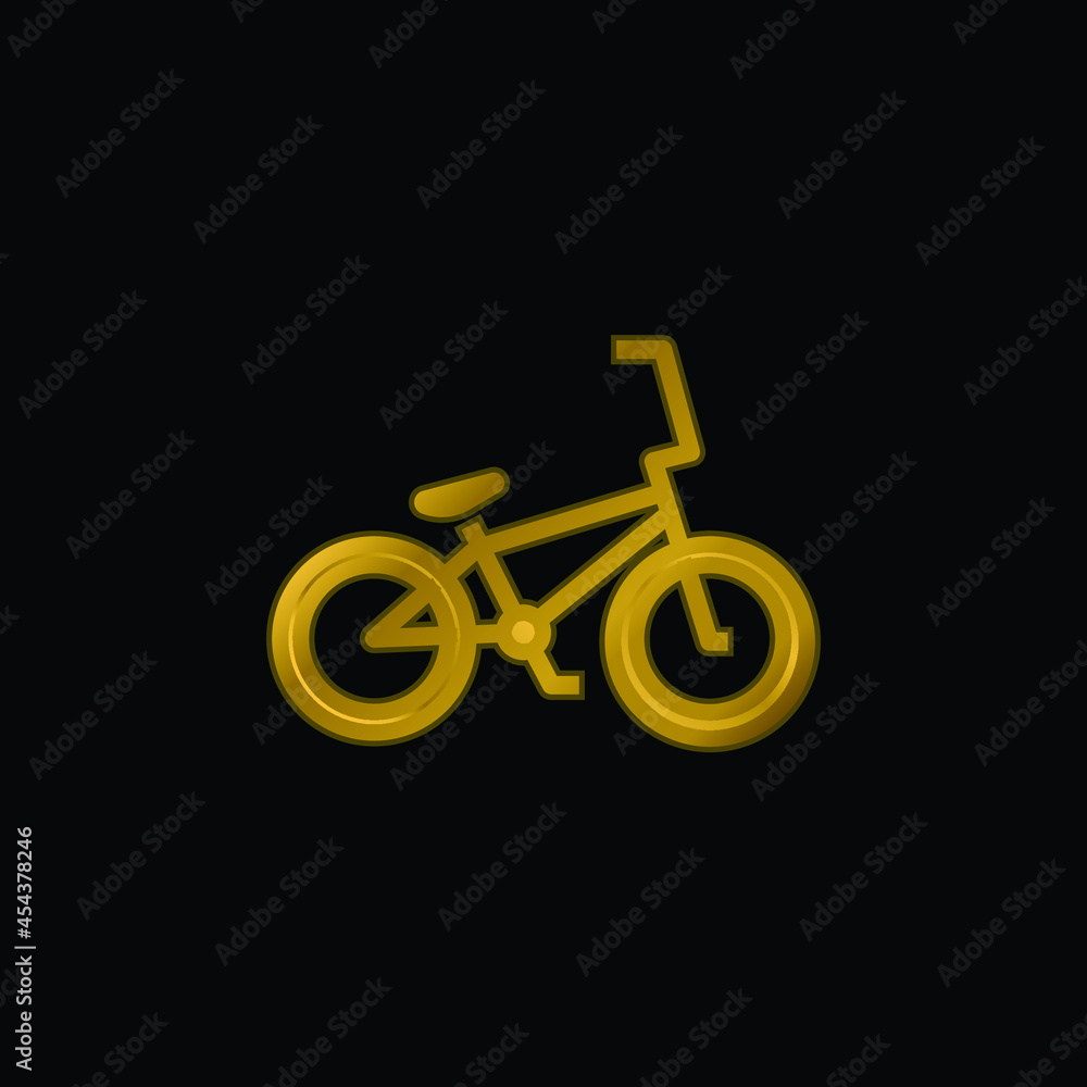 Bicycle gold plated metalic icon or logo vector Bicycle gold plated metalic icon or logo vector