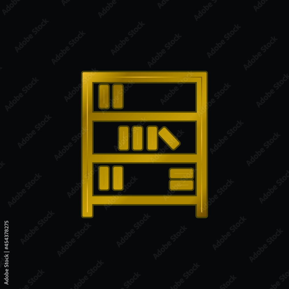 Book Shelves gold plated metalic icon or logo vector Book Shelves gold plated metalic icon or logo vector