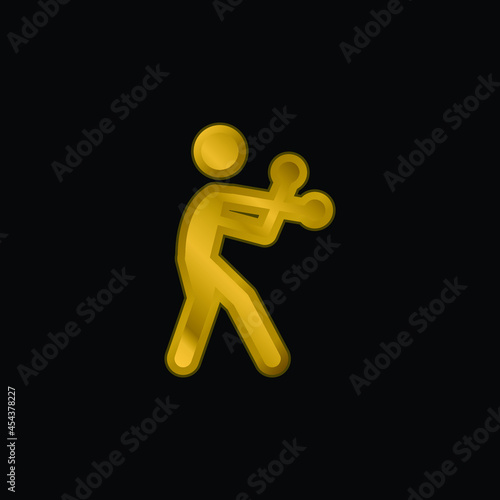 Boxing Silhouette gold plated metalic icon or logo vector