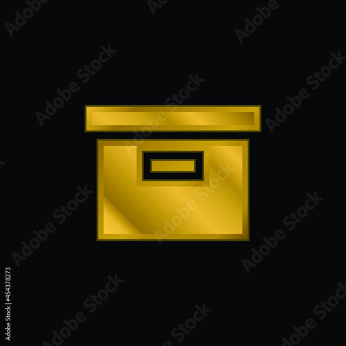 Box gold plated metalic icon or logo vector